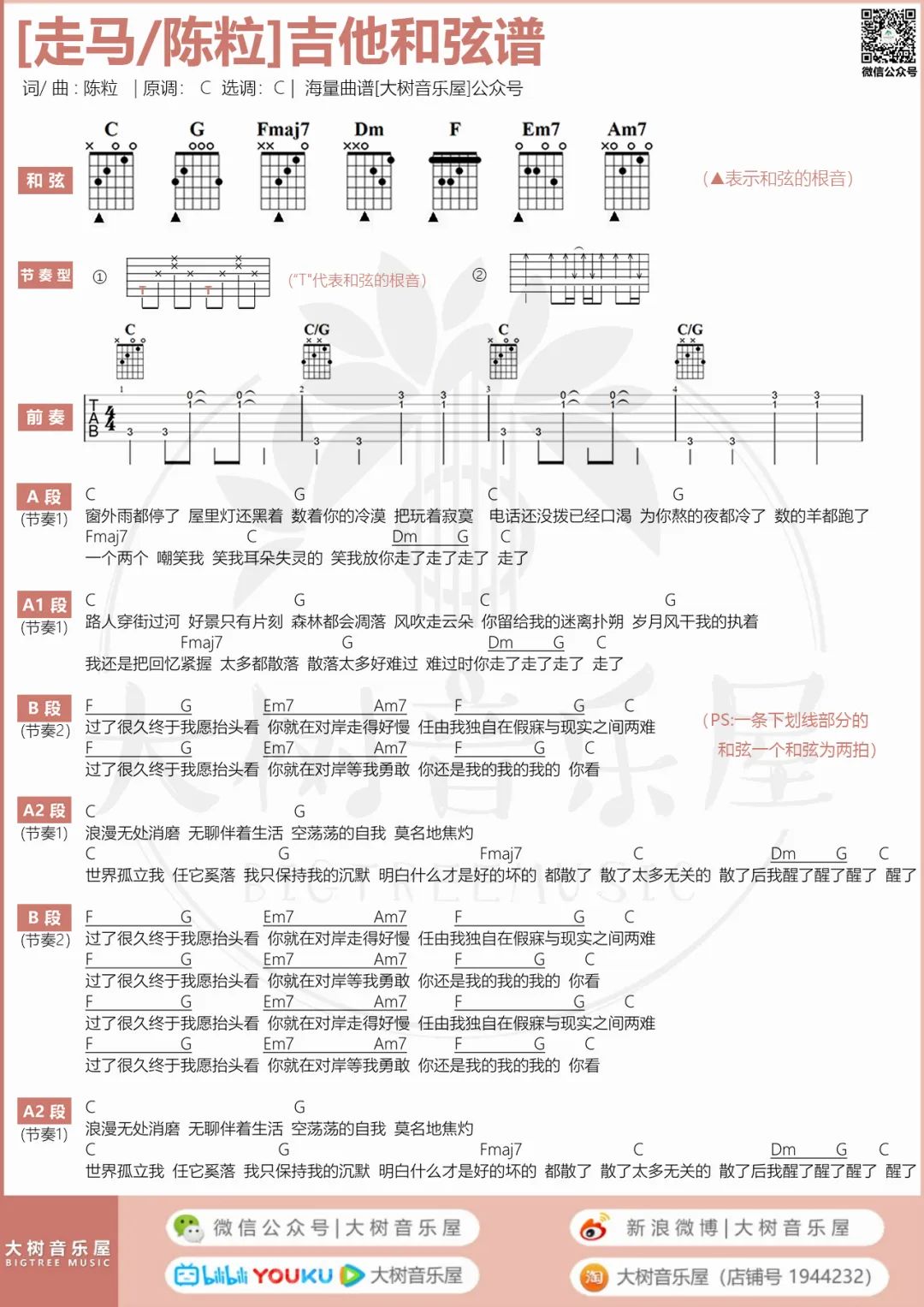 走马吉他谱5-陈粒