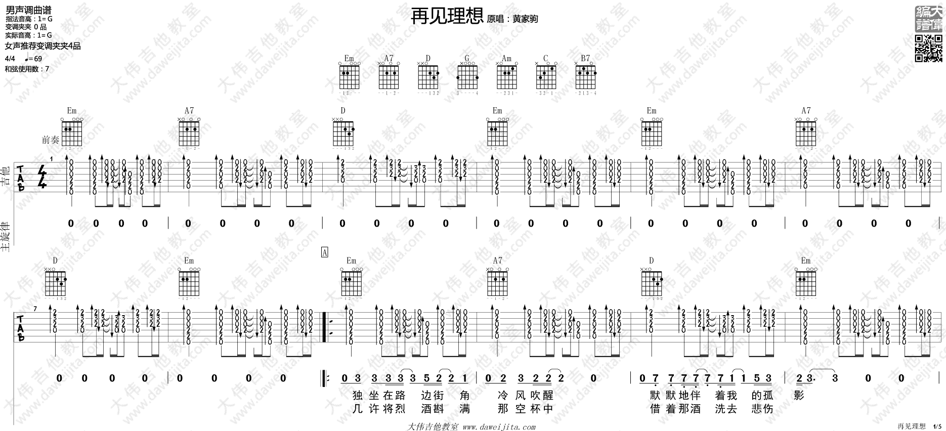 再见理想吉他谱1-Beyond
