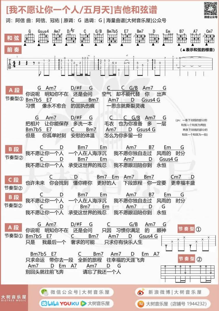 我不愿让你一个人吉他谱4-五月天